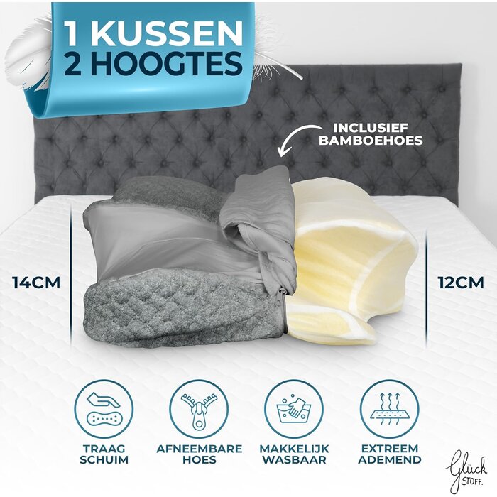 Ergonomisches Memory-Schaum Kissen mit Bambusbezug - Bis zu 35% Outlet-Rabatt!