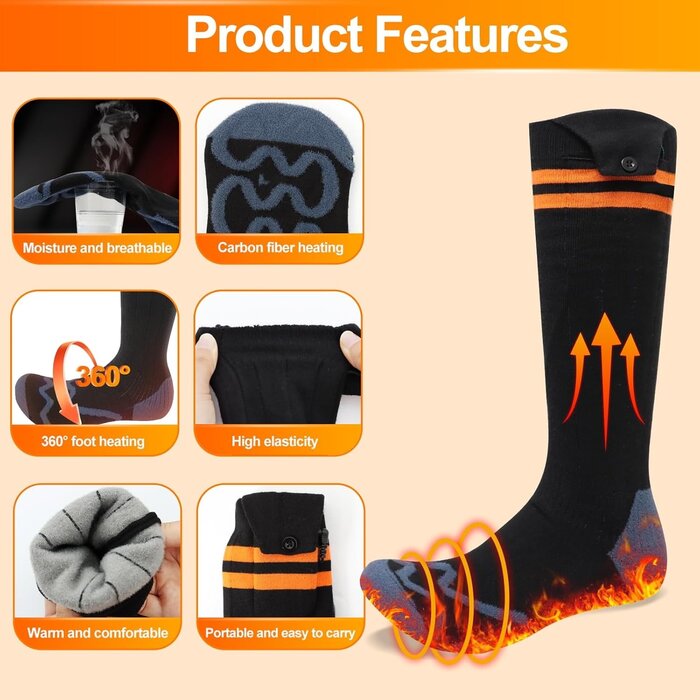 Beheizbare Socken für Damen & Herren - 4 Heizstufen, wiederaufladbar - bis zu 35% Rabatt