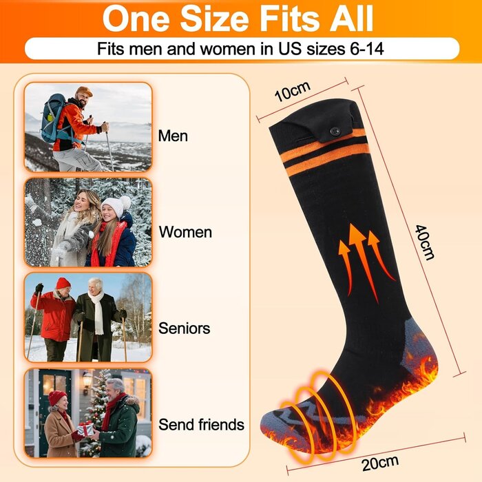 Beheizbare Socken für Damen & Herren - 4 Heizstufen, wiederaufladbar - bis zu 35% Rabatt