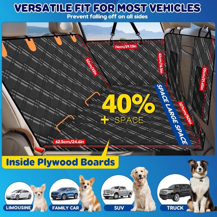 Wasserdichte Hunde Autoschutzdecke mit Rücksitzverlängerung - bis zu 35% Rabatt!