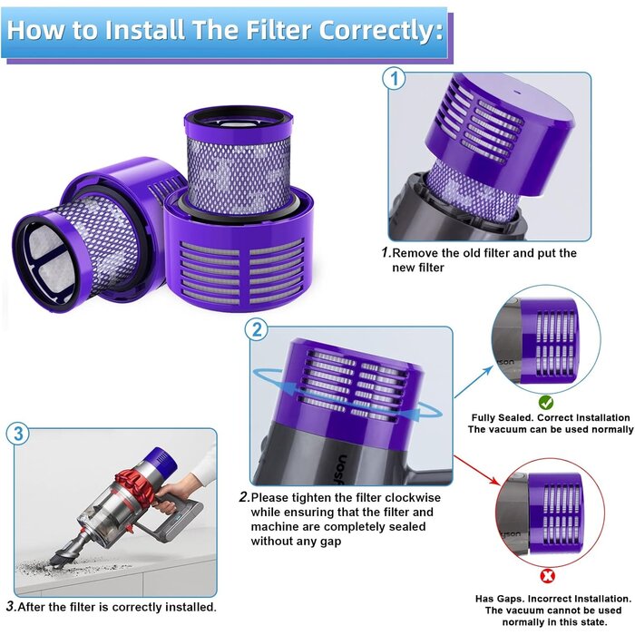 HEPA Ersatzfilter Set für V10/SV12 Staubsauger - Bis zu 35% reduziert