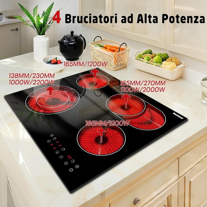 Einbau-Keramikkochfeld 6600W mit Dual-Zone & Kindersicherung - Bis zu 35% Rabatt!