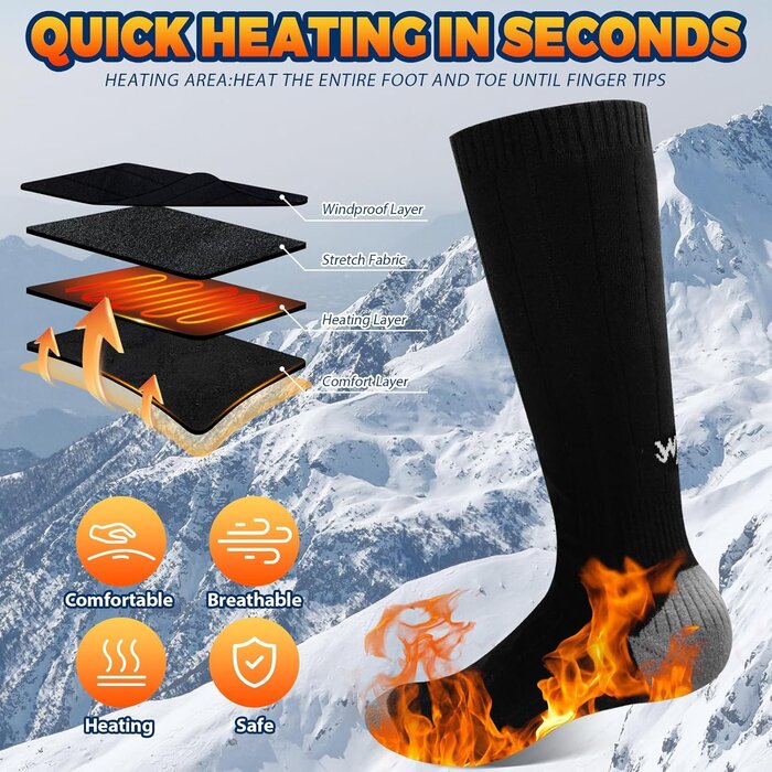 Wiederaufladbare Heizsocken Gr. 36-48 mit Akku - Bis zu 35% reduziert!