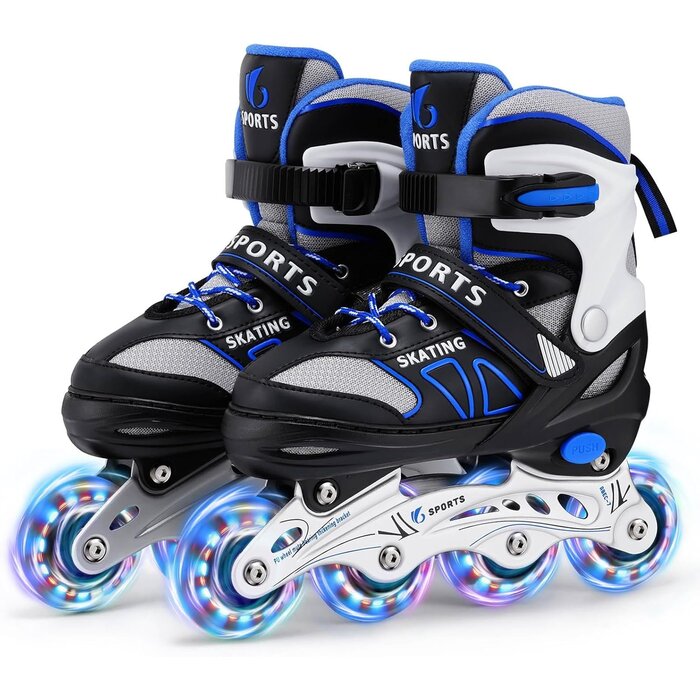 Verstellbare Kinder-Inlineskates mit Leuchtrollen für Anfänger - bis zu 35% reduziert!