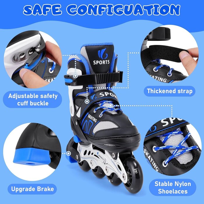 Verstellbare Kinder-Inlineskates mit Leuchtrollen für Anfänger - bis zu 35% reduziert!