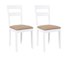 Esszimmerstühle 2er-Set, Kautschukholz weiß, mit Kissen - Bis zu 35% Rabatt!