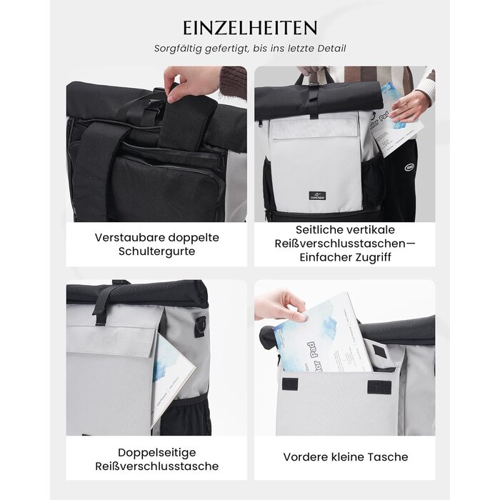 Fahrradtasche 2-in-1: Rucksack & Gepäckträgertasche, Grau - Bis zu 35.0% reduziert!