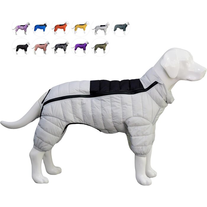 Warmer 4-Bein Hundemantel, Off-White, wasserdicht & reflektierend - Bis zu 35% Rabatt!