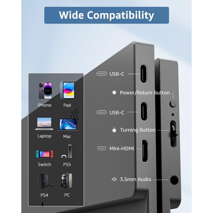 Tragbarer 17.3" Full HD IPS Monitor mit USB-C & Lautsprechern - bis zu 35% Rabatt