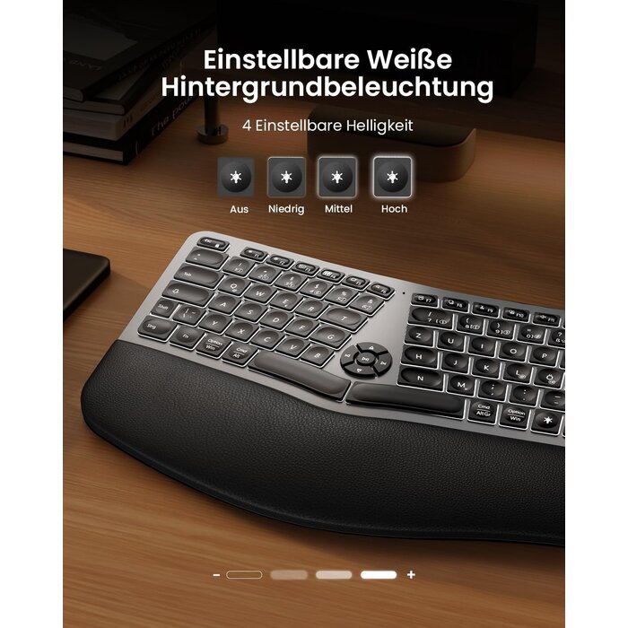 Ergonomische QWERTZ Split Funktastatur mit Handballenauflage - Bis zu 35% reduziert!
