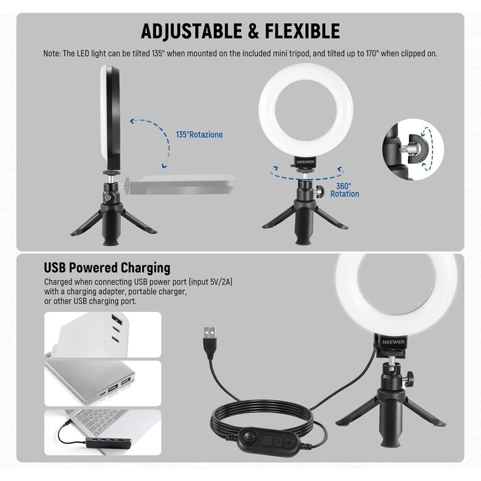 Professionelles Ringlicht mit Stativ & Klemme - Bis zu 35% reduziert!