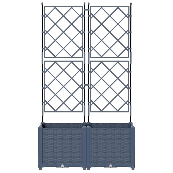 Pflanzkübel-Set mit Rankgitter, 2er, Grau - bis zu 35% Rabatt!