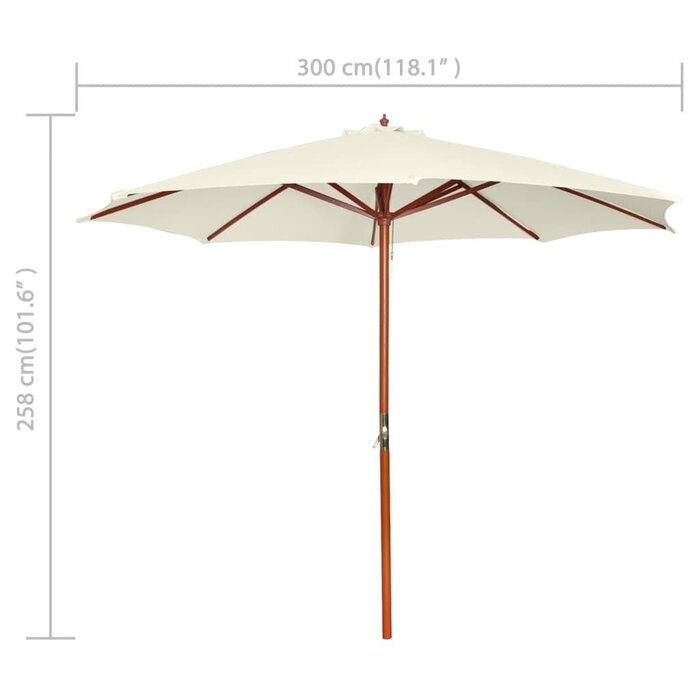 Sonnenschirm Hartholz Sandweiß Ø 300 cm - Jetzt bis zu 35% Rabatt sichern!