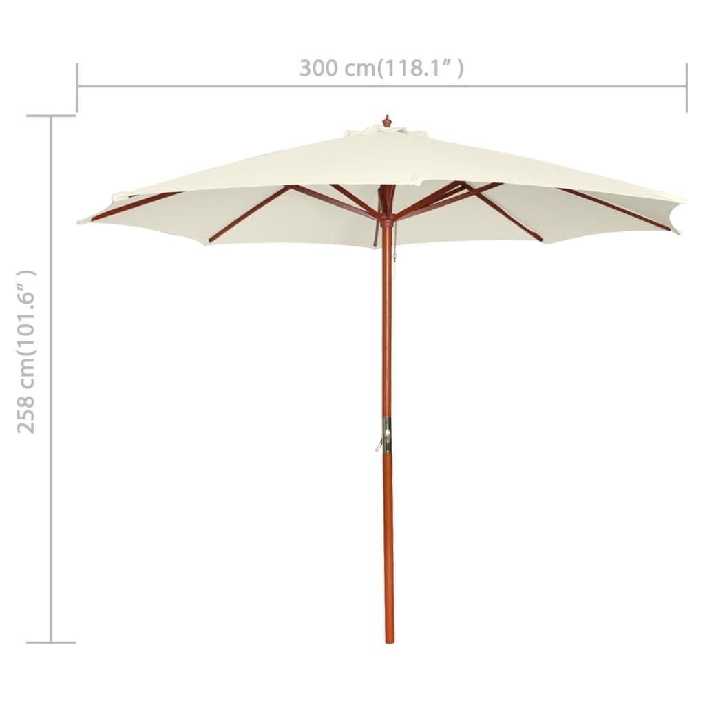 Sonnenschirm Hartholz Sandweiß Ø 300 cm - Jetzt bis zu 35% Rabatt sichern!