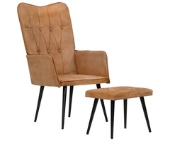 Sessel mit Fußhocker aus braunem Canvas - Bis zu 35% Rabatt!