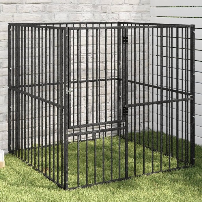 Hundezwinger 8 Elemente, verzinkt, Schwarz, 100x100x100 cm - bis zu 35% Rabatt!