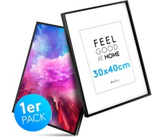 Schwarzer Echtholz Bilderrahmen 30x40cm mit Plexiglas - Bis zu 35% Rabatt!