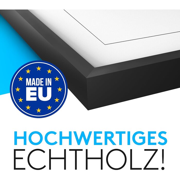 Schwarzer Echtholz Bilderrahmen 30x40cm mit Plexiglas - Bis zu 35% Rabatt!