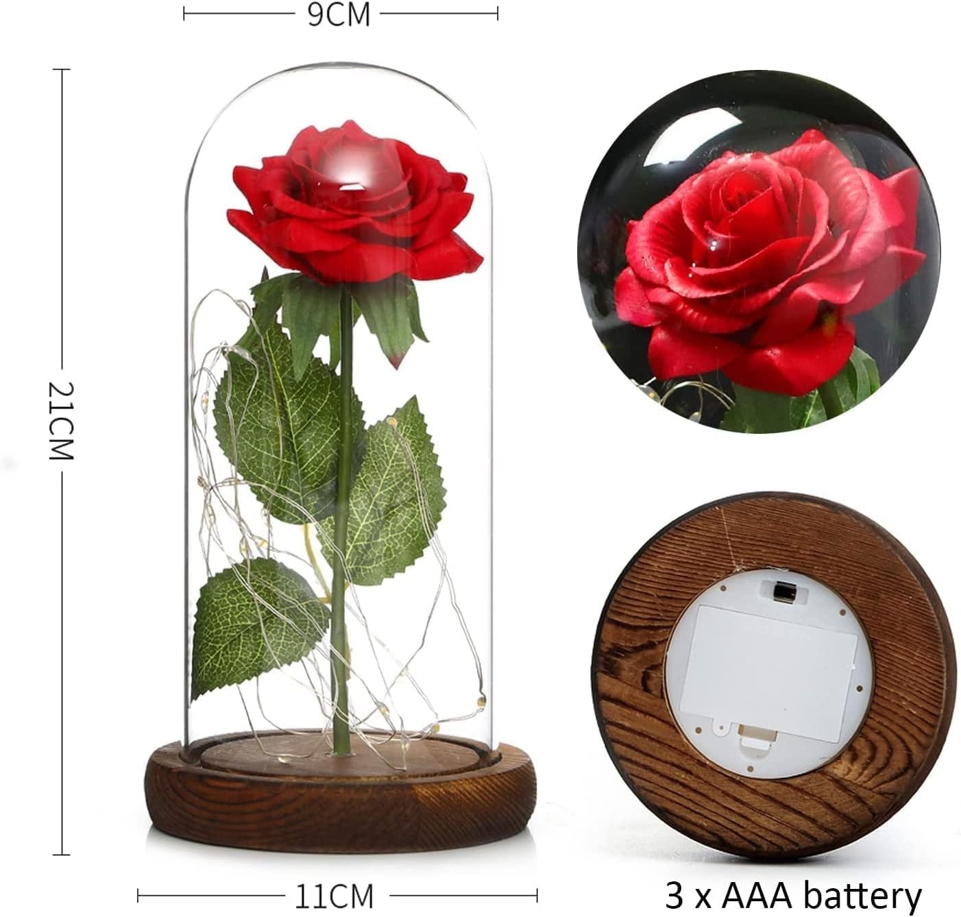 Ewige Rote Rose in Glasglocke mit LED-Beleuchtung - Bis zu 35% Rabatt!