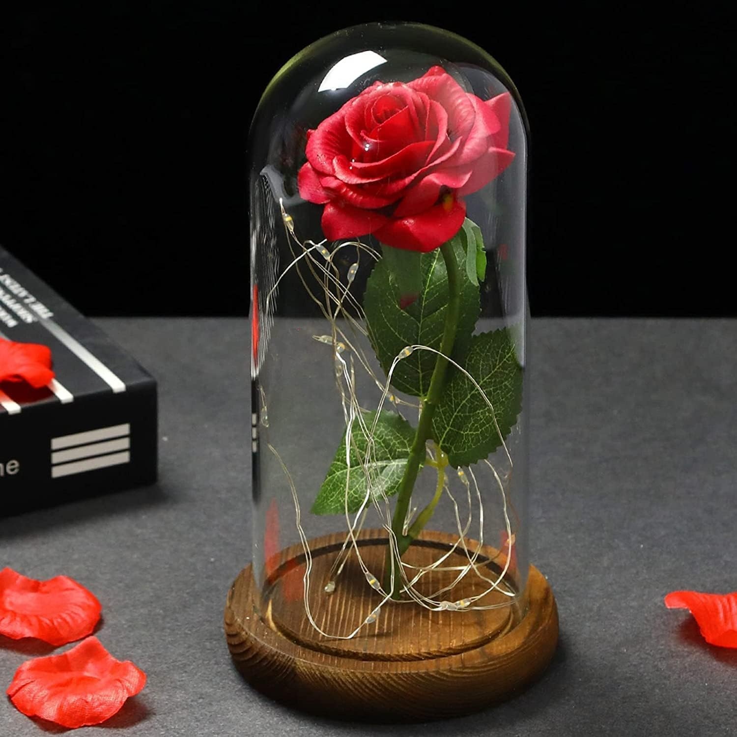 Ewige Rote Rose in Glasglocke mit LED-Beleuchtung - Bis zu 35% Rabatt!