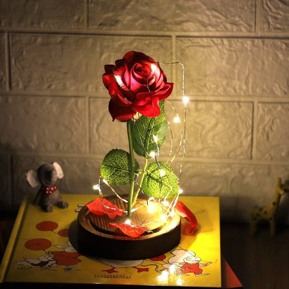 Ewige Rote Rose in Glasglocke mit LED-Beleuchtung - Bis zu 35% Rabatt!