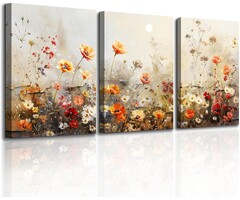 3-teiliges Leinwandbild-Set rote Blumen (50x70 cm) - Bis zu 35% günstiger!