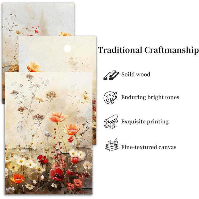 3-teiliges Leinwandbild-Set rote Blumen (50x70 cm) - Bis zu 35% günstiger!