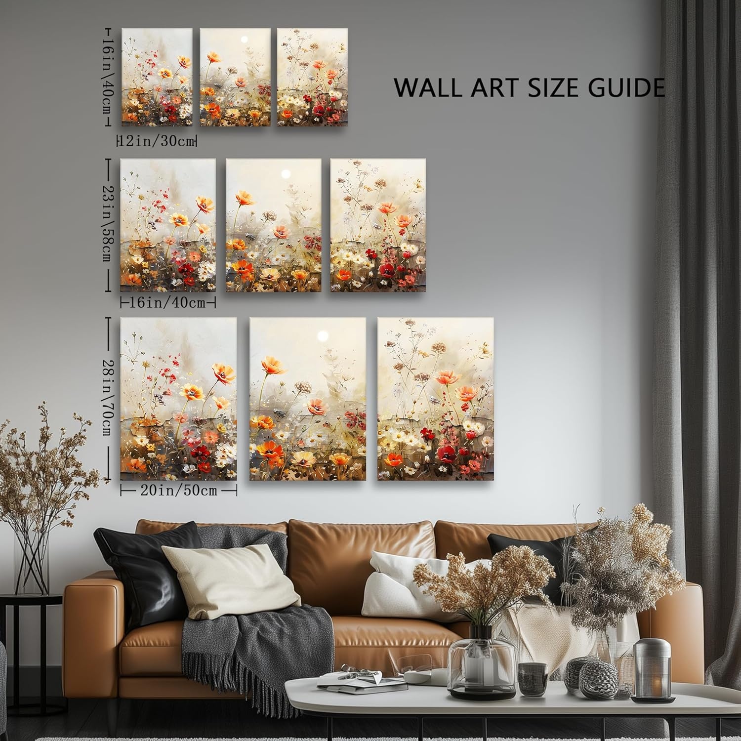 3-teiliges Leinwandbild-Set rote Blumen (50x70 cm) - Bis zu 35% günstiger!