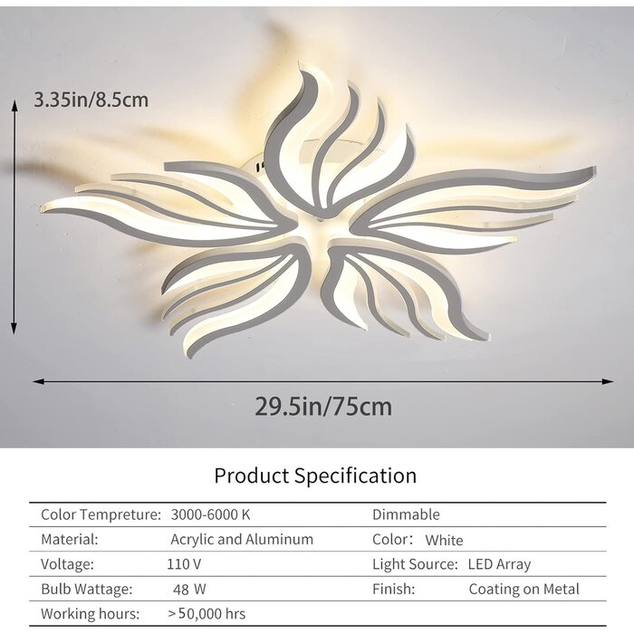 LED-Deckenleuchte Blütenform, dimmbar, 75cm - bis zu 35% Rabatt!