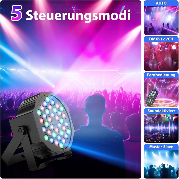 LED Par Scheinwerfer Set, 4er-Pack mit RGB LEDs & DMX, bis zu 35% Rabatt