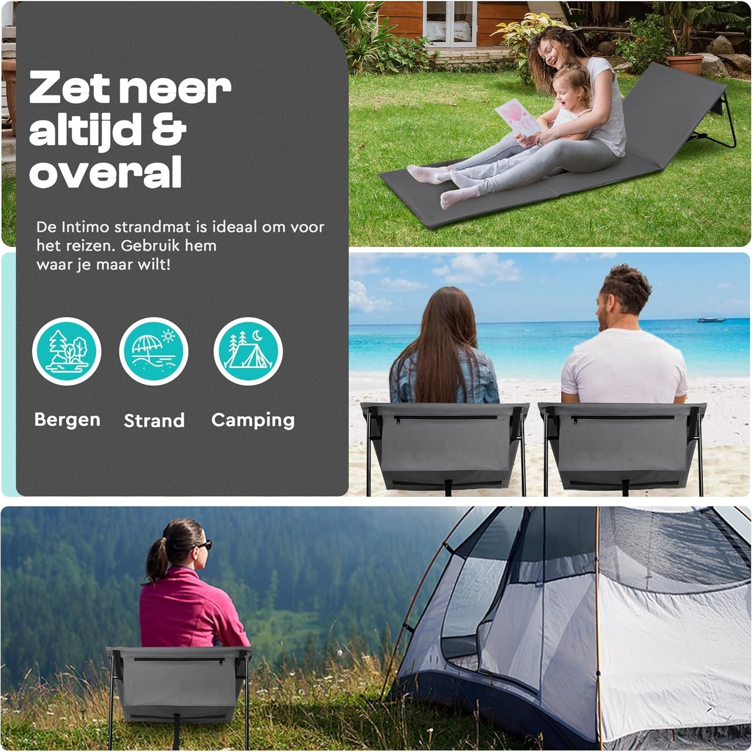 2er-Set Strandmatten Grau - Faltbar, bequem & bis zu 35% reduziert!