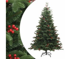 Künstlicher Weihnachtsbaum 240cm, Klappmechanismus, Kiefernzapfen & Beeren - bis zu 35% Rabatt!