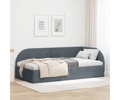 Einzelbett Samt Dunkelgrau mit Kopfteil - jetzt bis zu 35% günstiger!