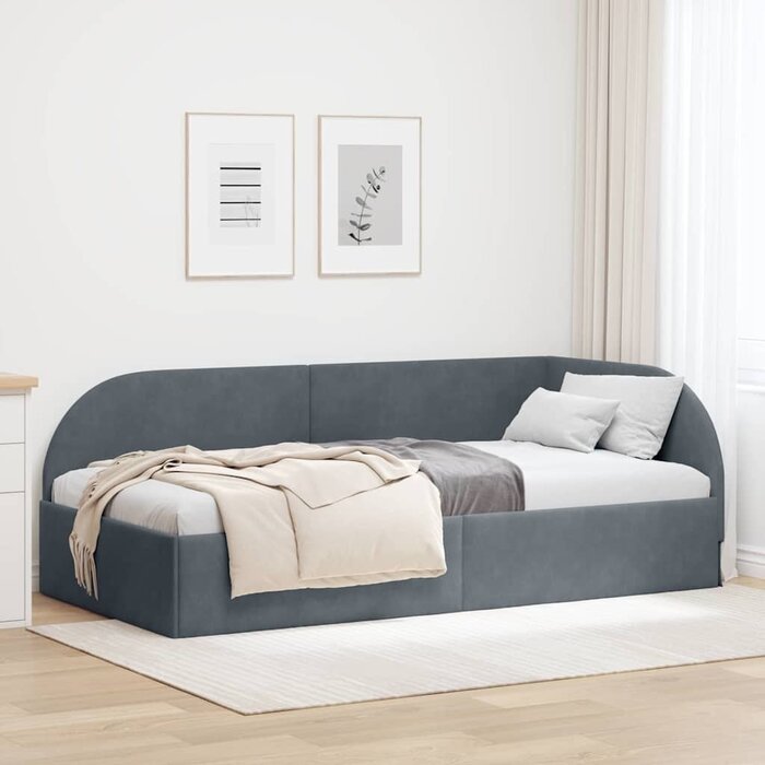 Einzelbett Samt Dunkelgrau mit Kopfteil - jetzt bis zu 35% günstiger!