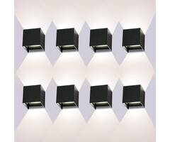 8er-Set LED Wandleuchten, IP65, Schwarz, 12W - Jetzt bis zu 35% günstiger!