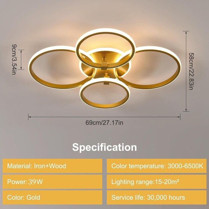 LED Deckenleuchte modern Gold dimmbar - Bis zu 35% Rabatt!
