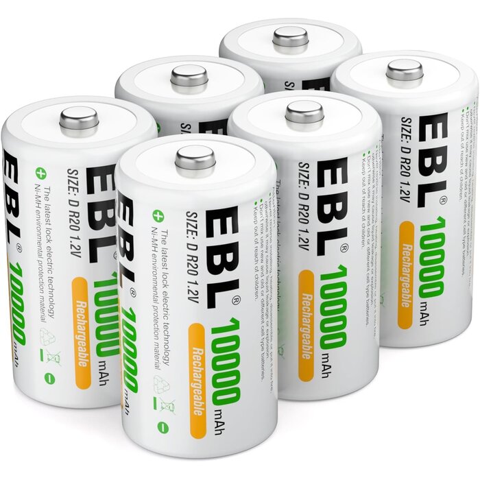 Wiederaufladbare D-Batterien 10000mAh Ni-MH, 6er-Set - Bis zu 35% günstiger!