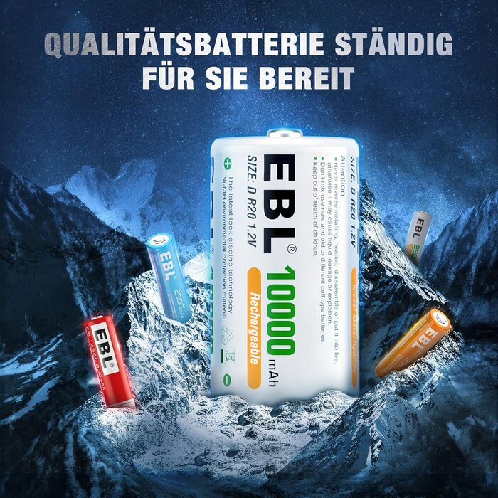 Wiederaufladbare D-Batterien 10000mAh Ni-MH, 6er-Set - Bis zu 35% günstiger!