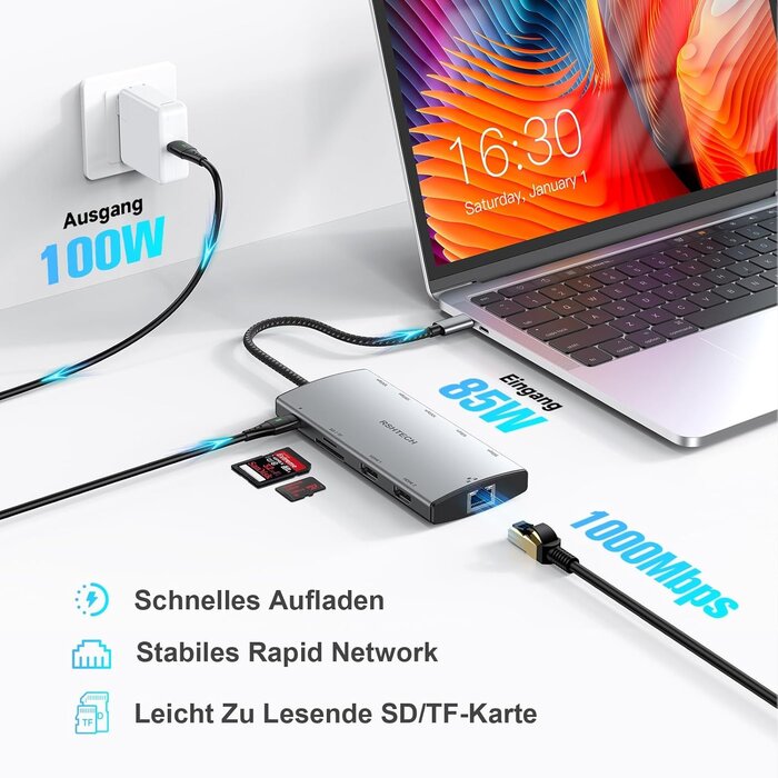 11-in-1 USB-C Dockingstation für Laptops (8K/4K HDMI, 100W PD) - Bis zu 35% Rabatt