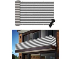Balkonsichtschutz Grau/Weiß 90x500 cm - UV- & Windschutz, bis zu 35% günstiger!
