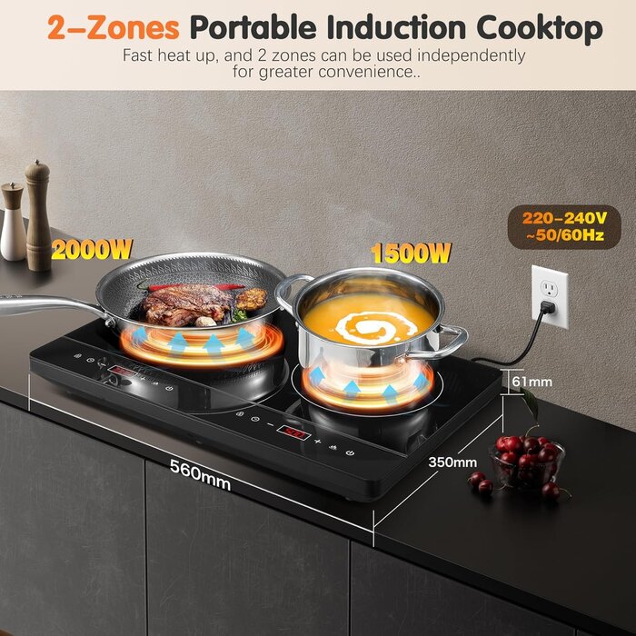Mobiles Doppel-Induktionskochfeld 3500W - Jetzt bis zu 35% günstiger!
