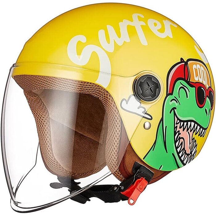 Kinder Motorradhelm Dino-Design 48-55cm Gelb | Bis zu 35% Outlet-Rabatt