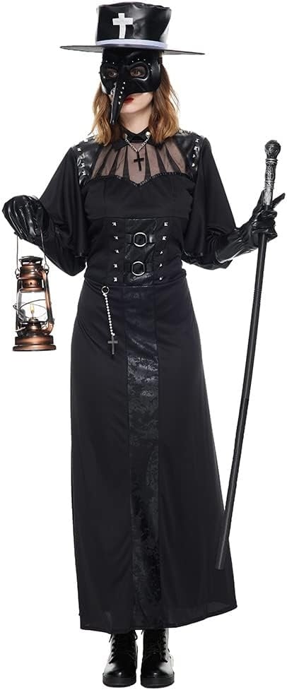 Damen Steampunk Pestdoktor Kostüm mit Vogelmaske für Halloween - bis zu 35% Rabatt!
