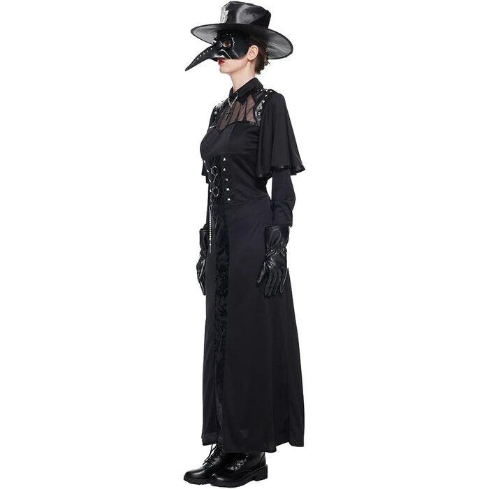 Damen Steampunk Pestdoktor Kostüm mit Vogelmaske für Halloween - bis zu 35% Rabatt!