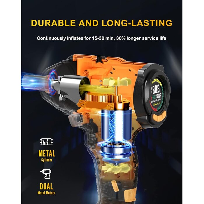Digitaler 180 PSI Reifenkompressor m. 21V Akku - Bis zu 35% reduziert!