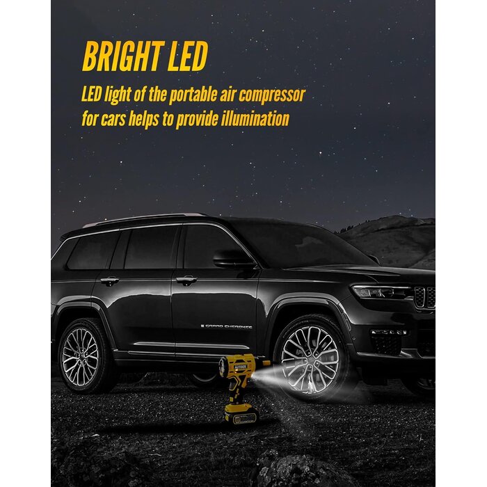 Digitaler 180 PSI Reifenkompressor m. 21V Akku - Bis zu 35% reduziert!