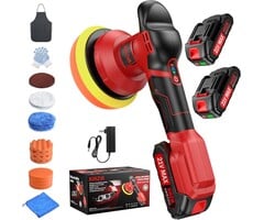 Akku-Poliermaschine 6 Zoll, 2x 21V Akku, 19 Zubehörteile - Bis zu 35% Rabatt!