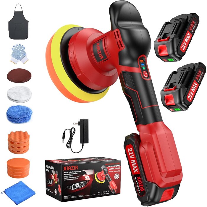 Akku-Poliermaschine 6 Zoll, 2x 21V Akku, 19 Zubehörteile - Bis zu 35% Rabatt!
