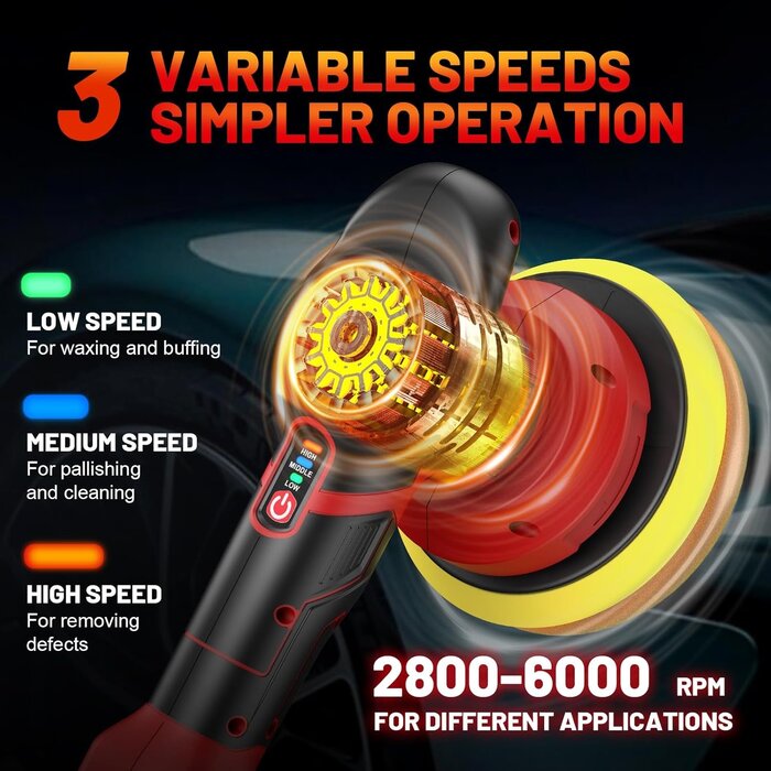 Akku-Poliermaschine 6 Zoll, 2x 21V Akku, 19 Zubehörteile - Bis zu 35% Rabatt!