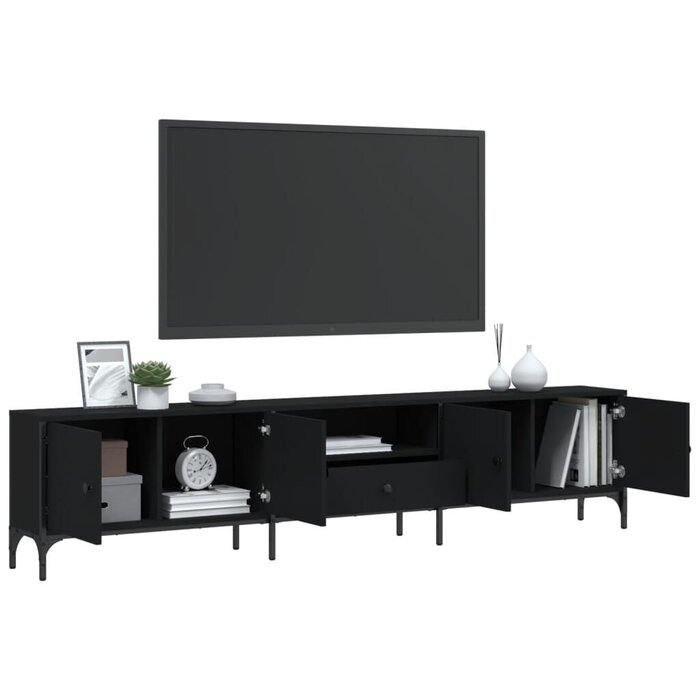TV-Lowboard Schwarz mit Schublade (200 cm) - Jetzt bis zu 35% sparen!